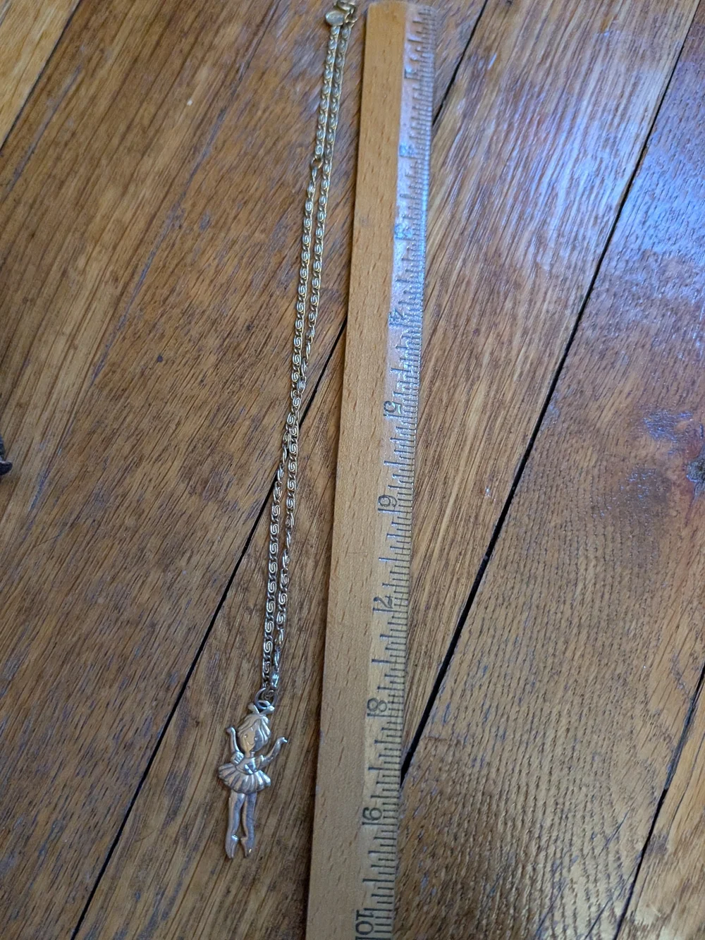 Vintage Avon, Kids Gold Ballerina Pendant Necklace 16 Inch Chain